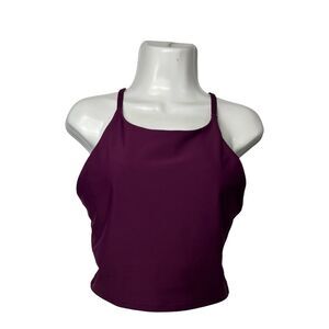Old Navy Active PowerSoft Crop Tank Purple Large Built in Bra Yoga Athleisure